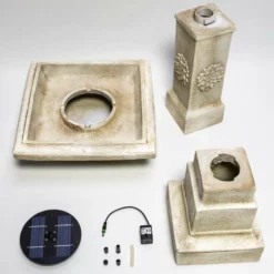 H83cm Budding Dahlia Solar Bird Bath Water Feature with Lights & Automation Function by Solaray -Polyresin Water Features Sales Shop DF0697 add image 5 0032