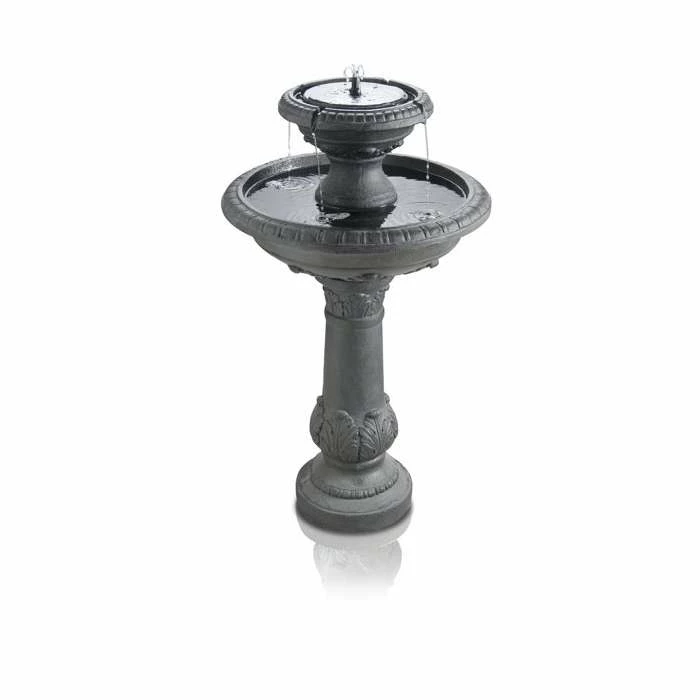 H84cm Windsor 2-Tier Solar Bird Bath Water Feature with Lights and Automatic Activation by Solaray 2 H84cm Windsor 2-Tier Solar Bird Bath Water Feature with Lights and Automatic Activation by Solaray - Image 2