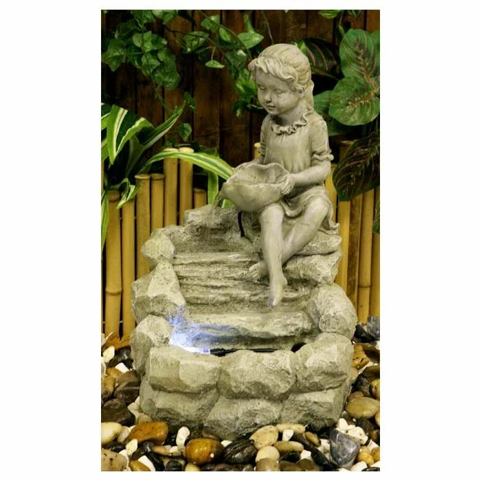H42cm Girl Pouring Water Feature with LED Lights | Indoor/Outdoor Use by Ambienté 6 H42cm Girl Pouring Water Feature with LED Lights | Indoor/Outdoor Use by Ambienté - Image 6
