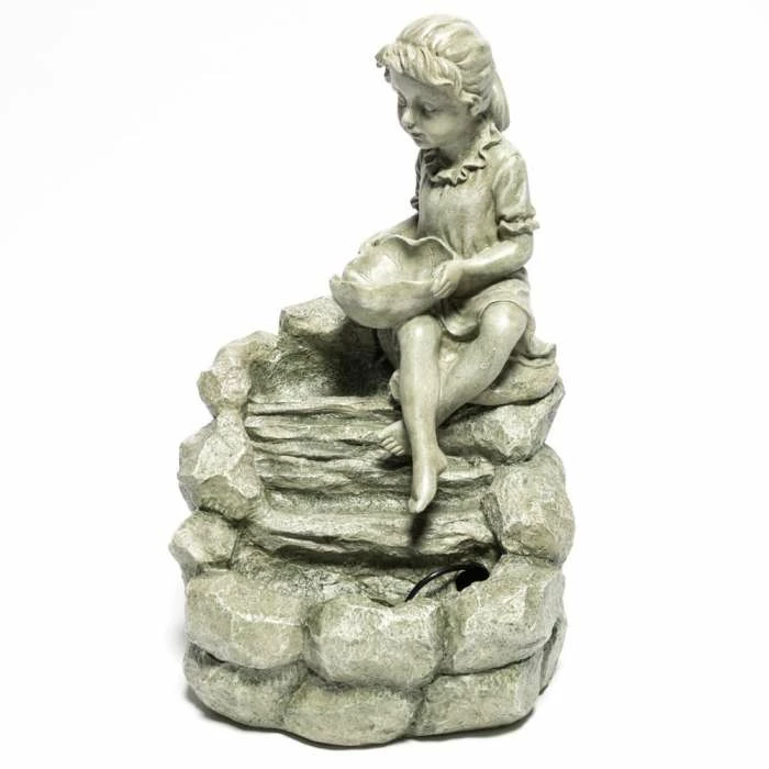 H42cm Girl Pouring Water Feature with LED Lights | Indoor/Outdoor Use by Ambienté 7 H42cm Girl Pouring Water Feature with LED Lights | Indoor/Outdoor Use by Ambienté - Image 7