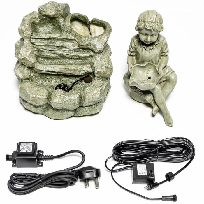 H42cm Girl Pouring Water Feature with LED Lights | Indoor/Outdoor Use by Ambienté 8 H42cm Girl Pouring Water Feature with LED Lights | Indoor/Outdoor Use by Ambienté - Image 8