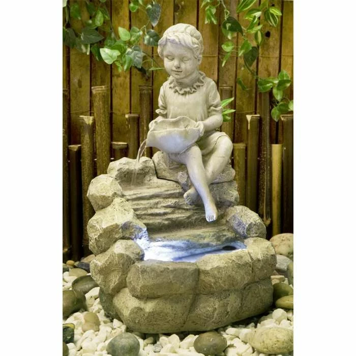 H42cm Girl Pouring Water Feature with LED Lights | Indoor/Outdoor Use by Ambienté 1 H42cm Girl Pouring Water Feature with LED Lights | Indoor/Outdoor Use by Ambienté