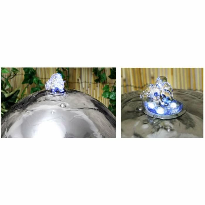 H45cm Eclipse Sphere Stainless Steel Water Feature with Lights | Indoor/Outdoor Use by Ambienté 4 H45cm Eclipse Sphere Stainless Steel Water Feature with Lights | Indoor/Outdoor Use by Ambienté - Image 4