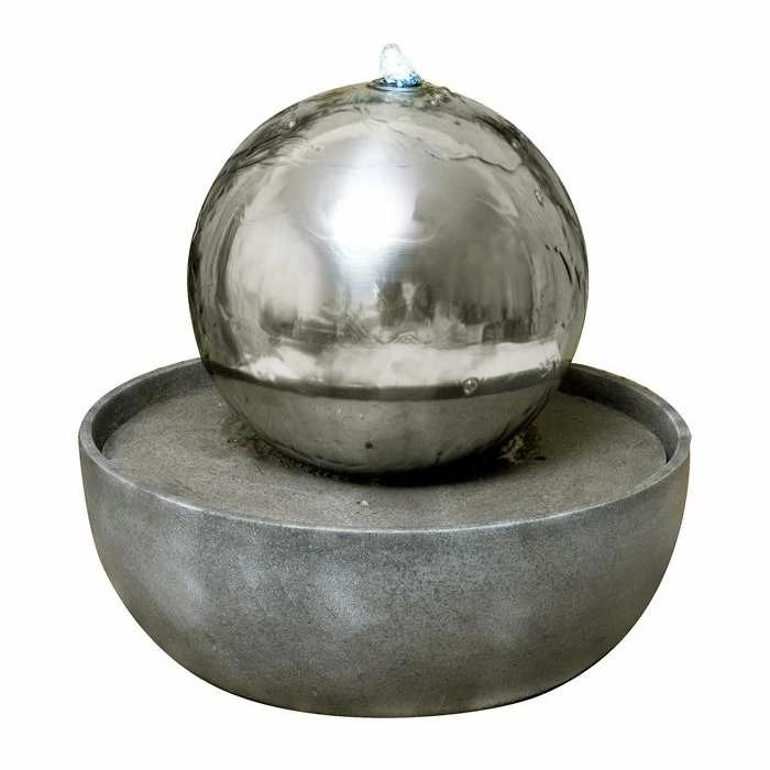 H45cm Eclipse Sphere Stainless Steel Water Feature with Lights | Indoor/Outdoor Use by Ambienté 2 H45cm Eclipse Sphere Stainless Steel Water Feature with Lights | Indoor/Outdoor Use by Ambienté - Image 2