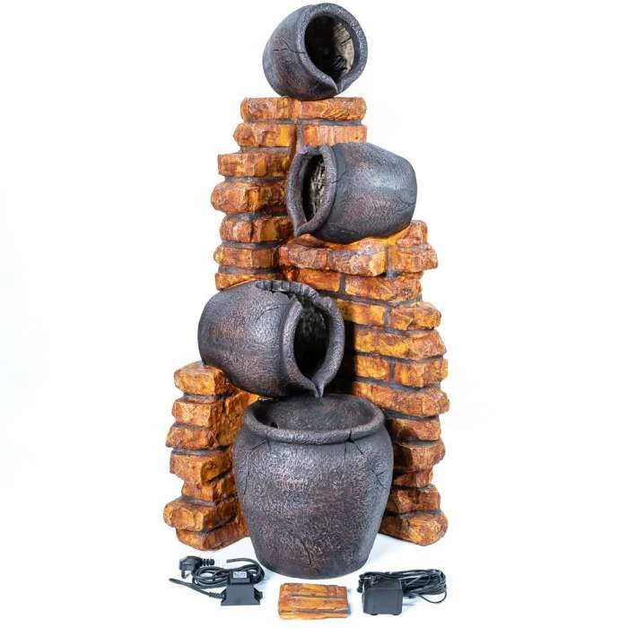 H119cm Regal 4-Tier Oil Jar Water Feature with Lights | Indoor/Outdoor Use by Ambienté 9 H119cm Regal 4-Tier Oil Jar Water Feature with Lights | Indoor/Outdoor Use by Ambienté - Image 9