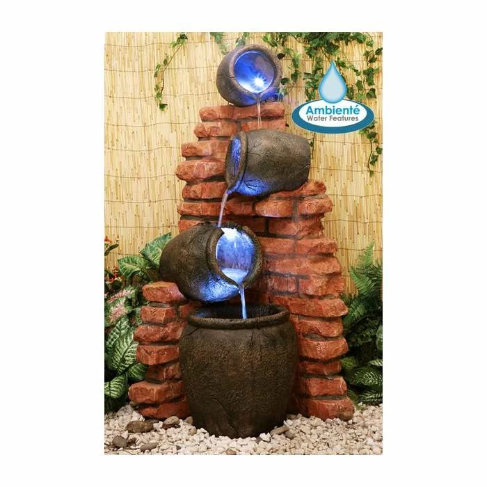H119cm Regal 4-Tier Oil Jar Water Feature with Lights | Indoor/Outdoor Use by Ambienté 1 H119cm Regal 4-Tier Oil Jar Water Feature with Lights | Indoor/Outdoor Use by Ambienté