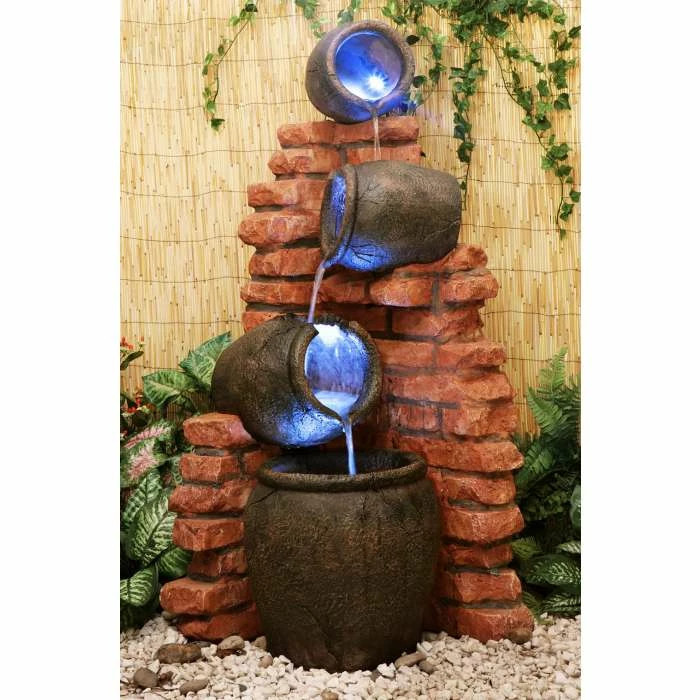 H119cm Regal 4-Tier Oil Jar Water Feature with Lights | Indoor/Outdoor Use by Ambienté 2 H119cm Regal 4-Tier Oil Jar Water Feature with Lights | Indoor/Outdoor Use by Ambienté - Image 2