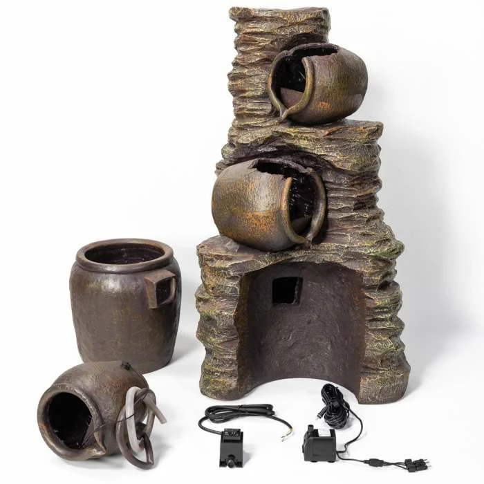 H117cm Noble 4-Tier Oil Jar Water Feature with Lights | Indoor/Outdoor Use by Ambienté 5 H117cm Noble 4-Tier Oil Jar Water Feature with Lights | Indoor/Outdoor Use by Ambienté - Image 5