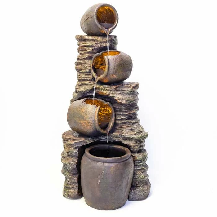 H117cm Noble 4-Tier Oil Jar Water Feature with Lights | Indoor/Outdoor Use by Ambienté 7 H117cm Noble 4-Tier Oil Jar Water Feature with Lights | Indoor/Outdoor Use by Ambienté - Image 7