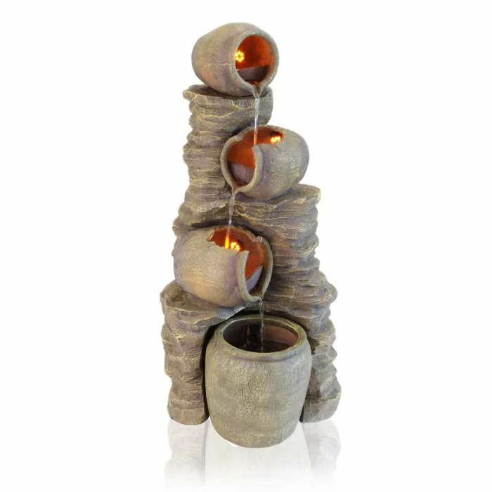 H117cm Noble 4-Tier Oil Jar Water Feature with Lights | Indoor/Outdoor Use by Ambienté 2 H117cm Noble 4-Tier Oil Jar Water Feature with Lights | Indoor/Outdoor Use by Ambienté - Image 2