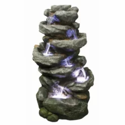 6 Fall Rock Water Feature with Lights W56cm x H102cm