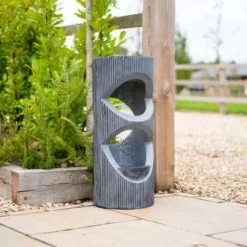 81cm Textured Column Rain Fall Effect Water Feature By Ambienté -Polyresin Water Features Sales Shop WF10435 3 1c40