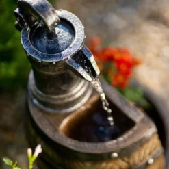 61cm Water Pump Tap And Open Barrel Cascading Planter Water Feature With Lights By Ambienté -Polyresin Water Features Sales Shop WF10455 6 877d