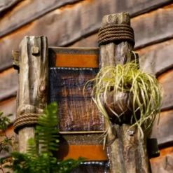 180cm Log Wall Falls and Bowls Cascading Planter Water Feature With Lights By Ambienté -Polyresin Water Features Sales Shop WF10458 6 9660