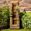 180cm Log Wall Falls and Bowls Cascading Planter Water Feature With Lights By Ambienté