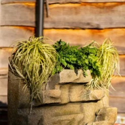 180cm Stone Water Wall Tiered Cascading Planter Water Feature With Lights By Ambienté -Polyresin Water Features Sales Shop WF10459 5 6382