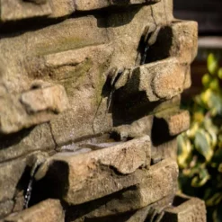 180cm Stone Water Wall Tiered Cascading Planter Water Feature With Lights By Ambienté -Polyresin Water Features Sales Shop WF10459 7 1c4d