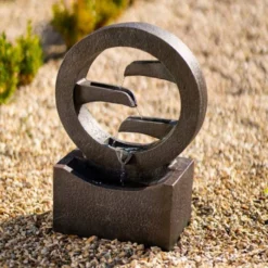 48cm Solar Grey Peaceful Flowing Steps Cascading Water Feature With Battery Backup and Lights By Solaray -Polyresin Water Features Sales Shop WF10462 4 7e8c