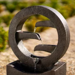 48cm Solar Grey Peaceful Flowing Steps Cascading Water Feature With Battery Backup and Lights By Solaray -Polyresin Water Features Sales Shop WF10462 5 8b7e