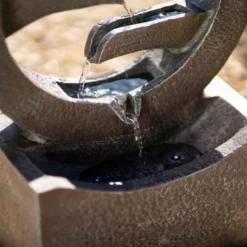 48cm Solar Grey Peaceful Flowing Steps Cascading Water Feature With Battery Backup and Lights By Solaray -Polyresin Water Features Sales Shop WF10462 6 f108