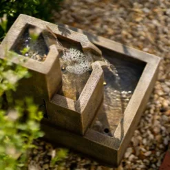 37cm Solar Tiered Coba Square Cascading Water Feature With Battery Backup and Lights By Solaray -Polyresin Water Features Sales Shop WF10464 5 ddb9