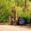 59cm Solar Helpful Squirrels Tiered Water Feature With Battery Backup and Lights By Solaray