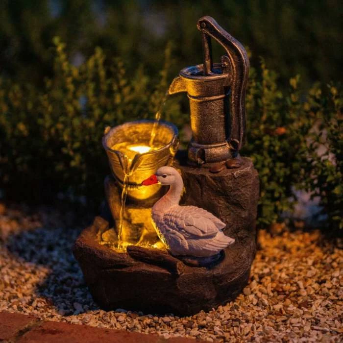 49cm Solar Duck At The Well Tiered Cascading Water Feature With Battery Backup and Lights By Solaray 3 49cm Solar Duck At The Well Tiered Cascading Water Feature With Battery Backup and Lights By Solaray - Image 3