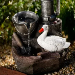 49cm Solar Duck At The Well Tiered Cascading Water Feature With Battery Backup and Lights By Solaray 12 49cm Solar Duck At The Well Tiered Cascading Water Feature With Battery Backup and Lights By Solaray -Polyresin Water Features Sales Shop WF10467 5 4558