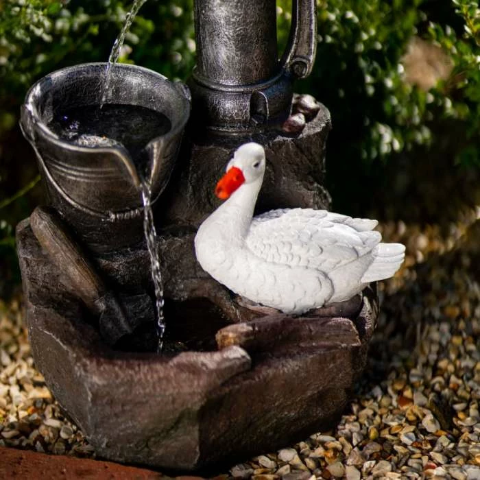 49cm Solar Duck At The Well Tiered Cascading Water Feature With Battery Backup and Lights By Solaray 7 49cm Solar Duck At The Well Tiered Cascading Water Feature With Battery Backup and Lights By Solaray - Image 7