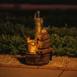 62cm Solar Birds At The Well Tiered Cascading Water Feature With Battery Backup and Lights By Solaray -Polyresin Water Features Sales Shop WF10471 3 612b