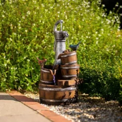 62cm Solar Birds At The Well Tiered Cascading Water Feature With Battery Backup and Lights By Solaray -Polyresin Water Features Sales Shop WF10471 4 928b