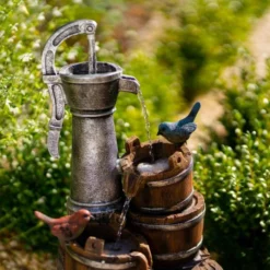 62cm Solar Birds At The Well Tiered Cascading Water Feature With Battery Backup and Lights By Solaray -Polyresin Water Features Sales Shop WF10471 7 f367