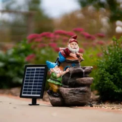 41cm Solar Rock Fall Gnomes Cascading Water Feature With Battery Backup and Lights By Solaray -Polyresin Water Features Sales Shop WF10473 4 c8ca