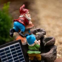 41cm Solar Rock Fall Gnomes Cascading Water Feature With Battery Backup and Lights By Solaray -Polyresin Water Features Sales Shop WF10473 8 20f2