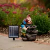 41cm Solar Rock Fall Gnomes Cascading Water Feature With Battery Backup and Lights By Solaray