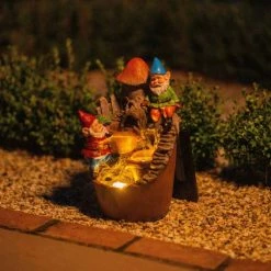 39cm Solar Toadstool Gnomes Tiered Cascading Water Feature With Battery Backup and Lights By Solaray -Polyresin Water Features Sales Shop WF10474 4 e95f
