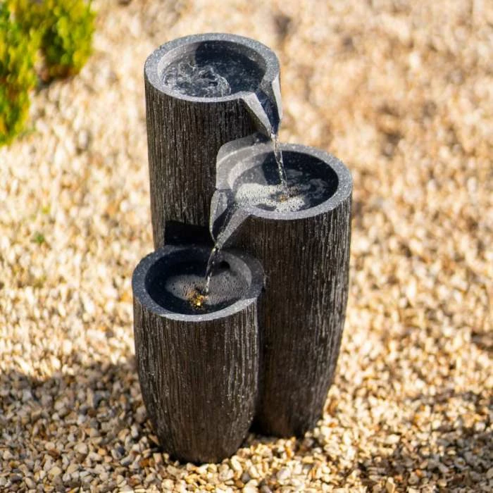 47cm Solar Textured Vases Pouring Bowls Tiered Cascading Water Feature With Battery Backup and Lights By Solaray 5 47cm Solar Textured Vases Pouring Bowls Tiered Cascading Water Feature With Battery Backup and Lights By Solaray - Image 5