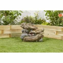 W54cm Bubbling Brook Log and Rock Cascade Water Feature with Lights -Polyresin Water Features Sales Shop WF30783 add image 1 db1d