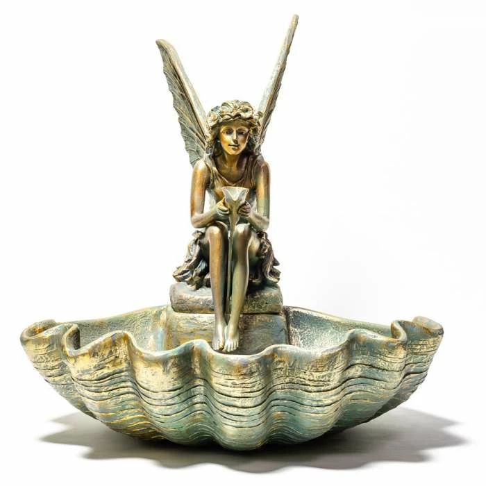 H78cm Fairy on a Clam Shell Water Feature by Ambienté 3 H78cm Fairy on a Clam Shell Water Feature by Ambienté - Image 3