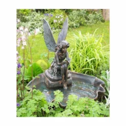 H78cm Fairy on a Clam Shell Water Feature by Ambienté