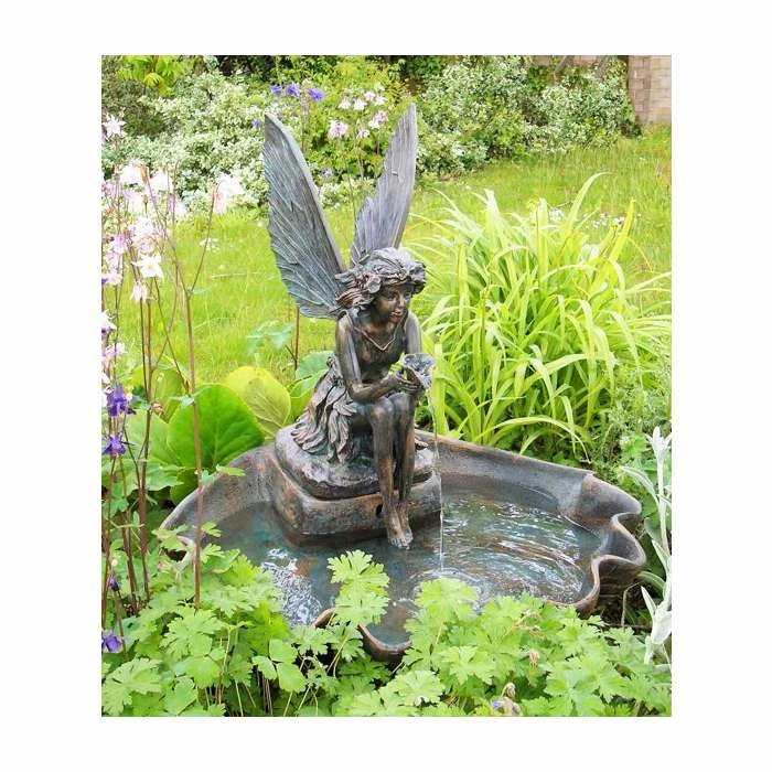 H78cm Fairy on a Clam Shell Water Feature by Ambienté 1 H78cm Fairy on a Clam Shell Water Feature by Ambienté