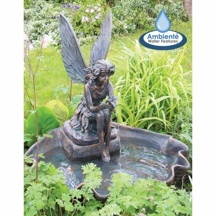H78cm Fairy on a Clam Shell Water Feature by Ambienté 2 H78cm Fairy on a Clam Shell Water Feature by Ambienté - Image 2