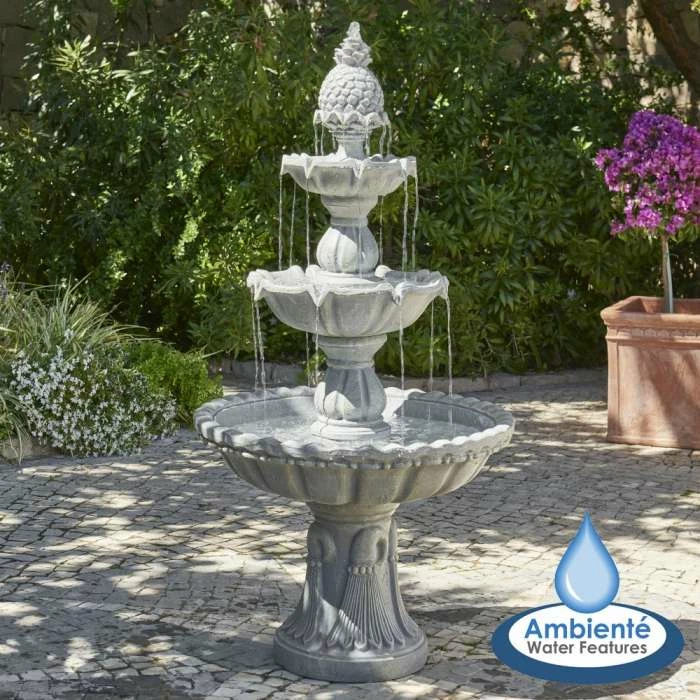 H150cm Regal Stone Effect 3-Tier Water Fountain by Ambienté 1 H150cm Regal Stone Effect 3-Tier Water Fountain by Ambienté