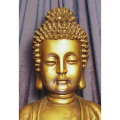 H93cm Golden Buddha Water Feature with Lights & Spinning Ball by Ambienté -Polyresin Water Features Sales Shop WF3205 add image 5 60ef