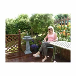 H79cm Spring Lilly Solar Bird Bath Water Feature with Lights by Solaray -Polyresin Water Features Sales Shop WF3210A add image 4 c3b1