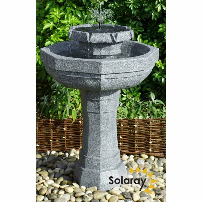 H75cm Castille Solar Bird Bath Water Feature with Lights by Solaray 1 H75cm Castille Solar Bird Bath Water Feature with Lights by Solaray