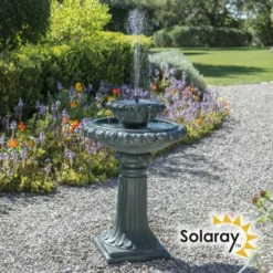 H79cm Victoriana Solar Bird Bath Water Feature with Lights by Solaray