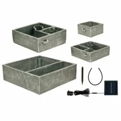H42cm Perth Solar 4-Tier Herb Planter Cascading Water Feature by Solaray -Polyresin Water Features Sales Shop WF3617 add image 4 8005