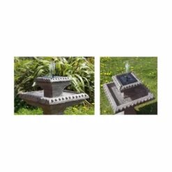 H80cm Pizzaro Solar Bird Bath Water Feature with Lights by Solaray -Polyresin Water Features Sales Shop WF3621A add image 3 189f