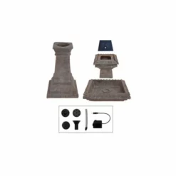 H80cm Pizzaro Solar Bird Bath Water Feature with Lights by Solaray -Polyresin Water Features Sales Shop WF3621A add image 6 f714